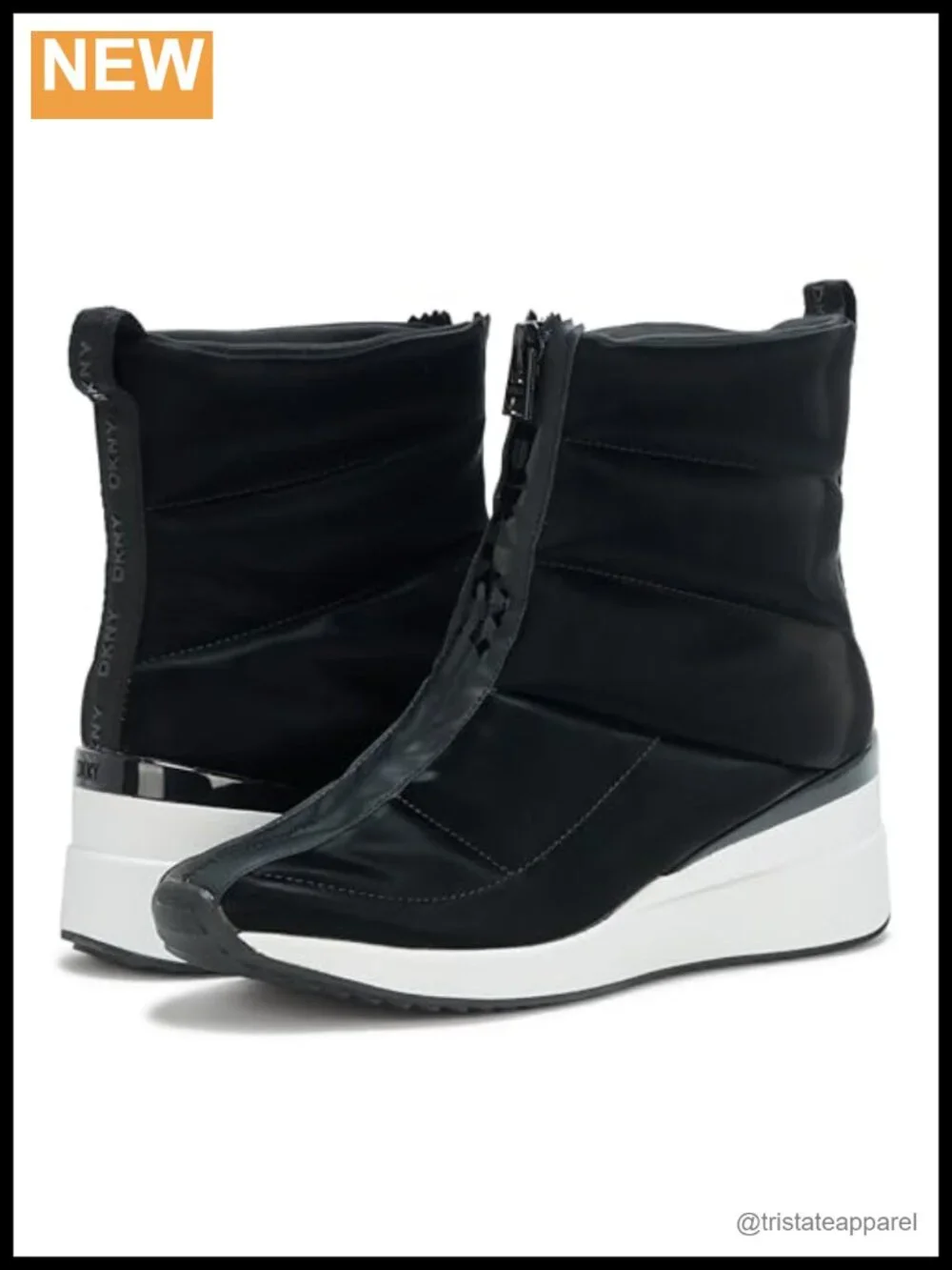 Zip Up Wedge Bootie Fashion Sneaker with Rubber Sole